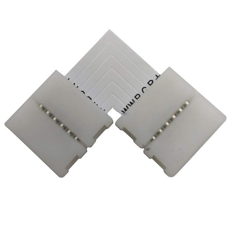 L Shape 6 Pins Connector 12mm Right Angle Corner Solderless Connector Clip for RGB+Warm White + Cold White LED Strip Lights Conductor